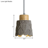 Vintage Grey And Wood Cement Ceiling Lamp - 5’/5.5’ Wide Cup Shape Mini Hanging Light