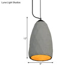 Vintage Grey Cement Mini Pendant Lamp - Dome/Oval Ceiling Light 1-Light 6’/10’ Width