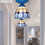 Vintage Handcrafted Stained Glass Ceiling Light With Single Flower Design For Aisle
