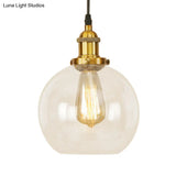 Vintage Hanging Ceiling Light With Brass/Copper/Rust Finish Clear Glass Globe Pendant For Dining