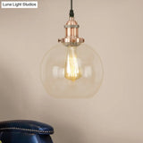 Vintage Hanging Ceiling Light With Brass/Copper/Rust Finish Clear Glass Globe Pendant For Dining