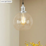 Vintage Hanging Ceiling Light With Brass/Copper/Rust Finish Clear Glass Globe Pendant For Dining
