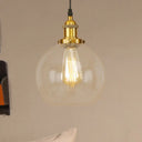 Vintage Hanging Ceiling Light With Brass/Copper/Rust Finish Clear Glass Globe Pendant For Dining