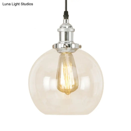 Vintage Hanging Ceiling Light With Brass/Copper/Rust Finish Clear Glass Globe Pendant For Dining