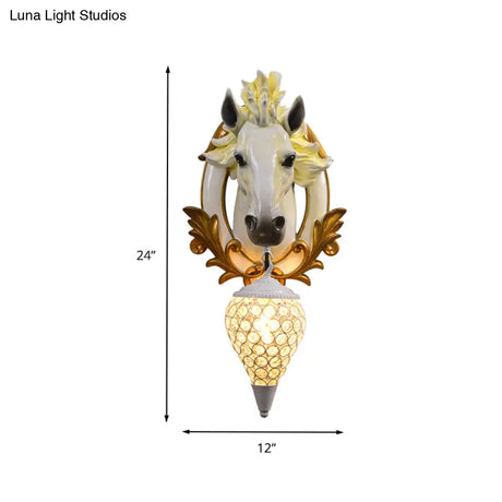 Vintage Horse Resin Wall Light For Living Room - 1 Sconce 10-12 Wide