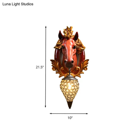 Vintage Horse Resin Wall Light For Living Room - 1 Sconce 10-12 Wide