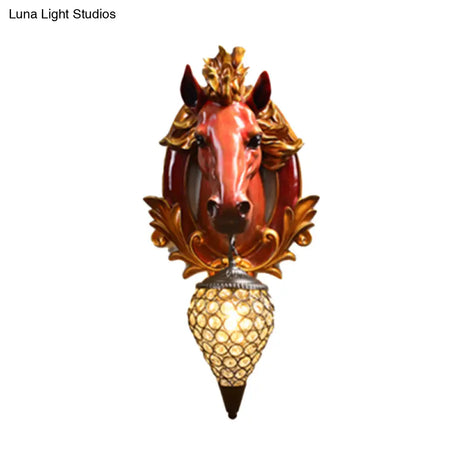 Vintage Horse Resin Wall Light For Living Room - 1 Sconce 10-12 Wide