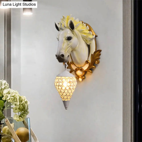 Vintage Horse Resin Wall Light For Living Room - 1 Sconce 10-12 Wide