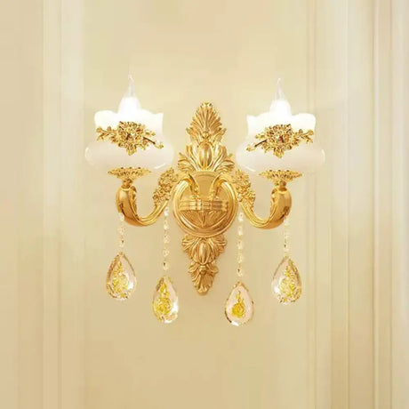 Vintage Imitation Jade Gold Chandelier Pendant Light With Crystal Accent 2 /