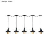 Vintage Industrial Black Iron Saucer Pendant Ceiling Light With 3/5 Bulbs And Wire Connection