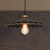 Vintage Industrial Black Metal Pendant Ceiling Light - Scalloped Hanging Style For Restaurant 1