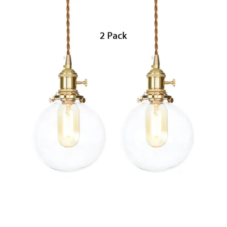 Vintage Industrial Clear Glass Orb Pendant Light With Adjustable Cord / 2