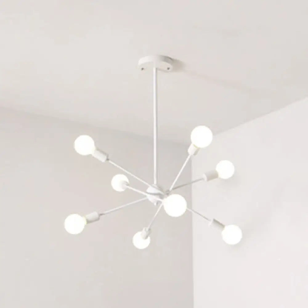 Vintage Industrial Metal Pendant Lighting: White Bare Bulb Hanging Lights 8 /