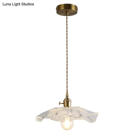 Vintage Industrial Pendant Lamp - Flower Shape Shade With Clear Glass