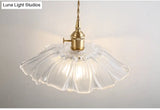 Vintage Industrial Pendant Lamp - Flower Shape Shade With Clear Glass