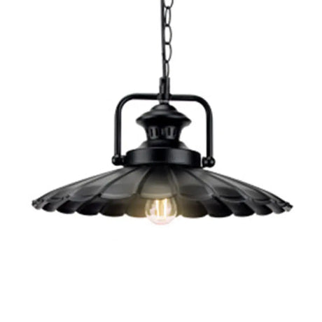 Vintage Industrial Pendant Light - Black Metal Cone Lamp For Indoor Use With 1 / 14’