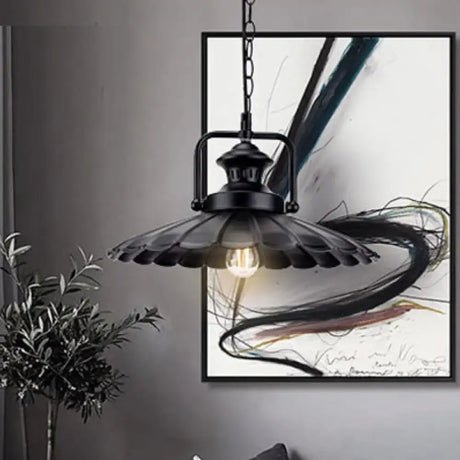 Vintage Industrial Pendant Light Black Metal Cone Pendant Lamp for Indoor Use with 1 Light