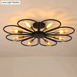 Vintage Industrial Rustic Flush Mount Ceiling Light Metal Lamp Fixture American-Style Village Style