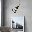 Vintage Industrial Semi Flush Mount Ceiling Light With Rotatable Cage Metal Design And Rope Accent