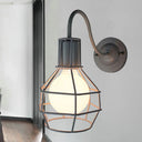 Vintage Industrial Wall Lamp - Metallic Black/Bronze Global Cage With Gooseneck Arm Bronze