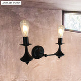 Vintage Industrial Wall Sconce With Exposed Bulb - Metallic Black
