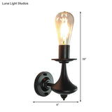 Vintage Industrial Wall Sconce With Exposed Bulb - Metallic Black