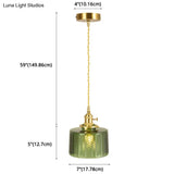 Vintage Industrial Wavy Glass Pendant Light With 1 Cylindrical Lamp