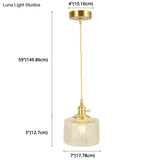 Vintage Industrial Wavy Glass Pendant Light With 1 Cylindrical Lamp