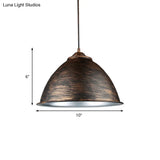 Vintage Iron 1-Light Dome Ceiling Pendant In Antique Bronze - Living Room Lighting Fixture