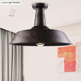 Vintage Iron Barn Dining Room Ceiling Light Fixture - 1 Black/White Semi Flush 10’ 14’ Or 18’