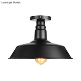 Vintage Iron Barn Dining Room Ceiling Light Fixture - 1 Black/White Semi Flush 10’ 14’ Or 18’
