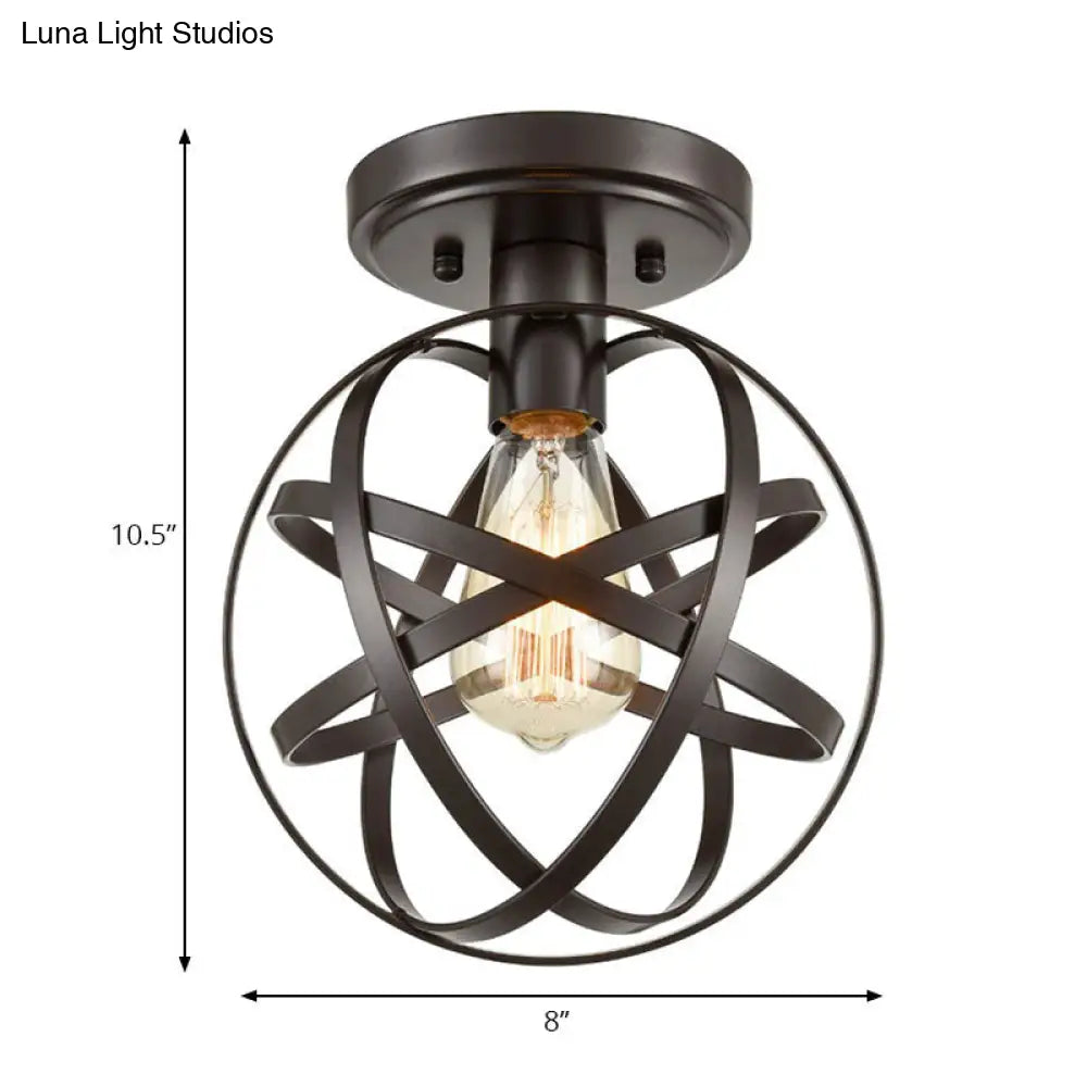 Vintage Iron Bronze Ceiling Light Fixture With Retro Appeal - Semi Flush Mount For Hallway Lighting