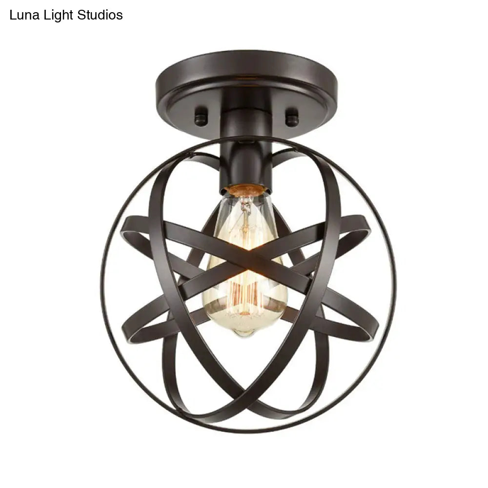 Vintage Iron Bronze Ceiling Light Fixture With Retro Appeal - Semi Flush Mount For Hallway Lighting