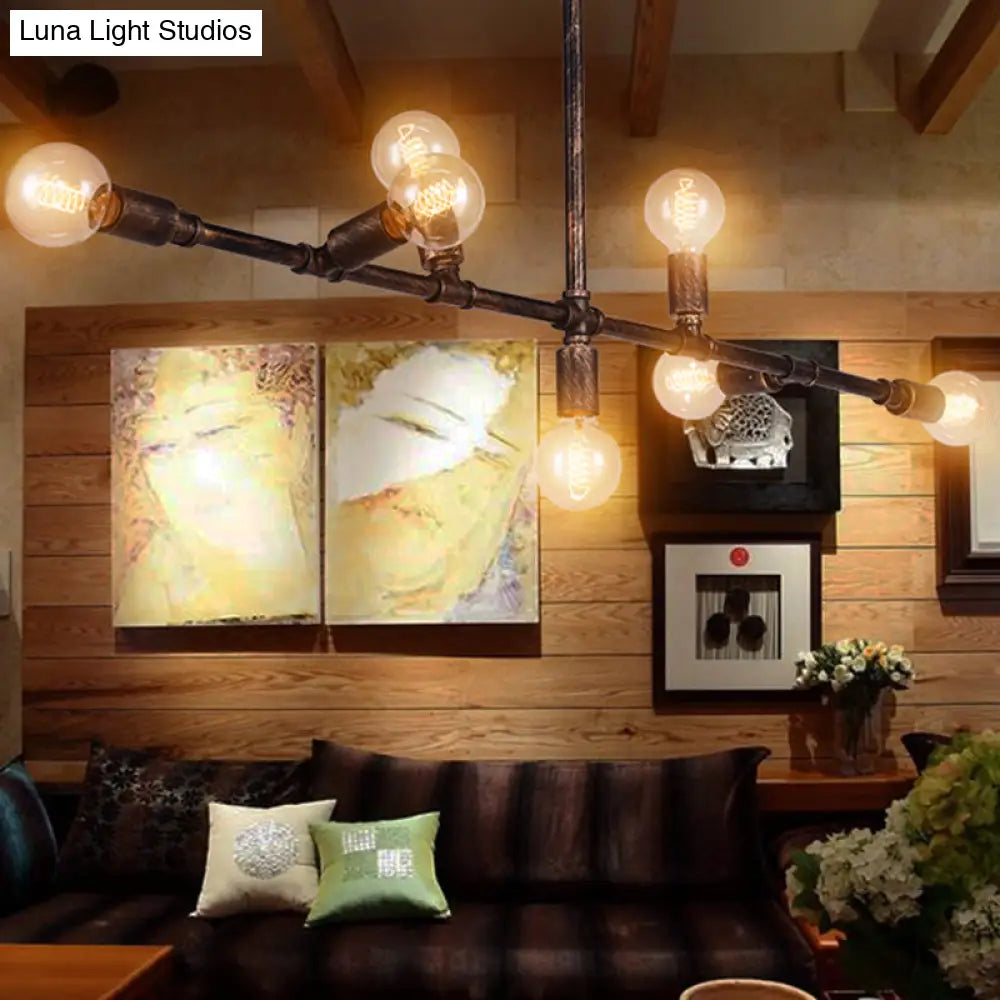 Vintage Iron Ceiling Pendant Light With Bronze Water Pipe Design - Perfect For Living Room