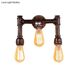 Vintage Iron Copper Sconce With 3 Exposed Bulbs - Perfect For Bars And Walls