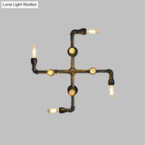 Vintage Iron Crossing Wall Mount Lamp - 4 Light Coffee Shop Sconce In Bronze