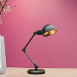 Vintage Iron Dome Swing Arm Restaurant Table Lamp - Black Finish 1-Head 4.5/6 Wide Desk Lighting /
