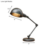 Vintage Iron Dome Swing Arm Restaurant Table Lamp - Black Finish 1-Head 4.5/6 Wide Desk Lighting
