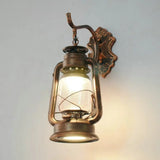 Vintage Iron Kerosene Lantern Wall Light Fixture For Restaurants - 1-Light Copper / D