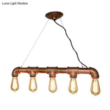 Vintage Iron Pendant Light With 5 Heads - Ideal For Restaurant Island Bars