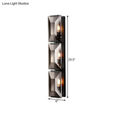Vintage Iron Rectangular Sconce Light Fixture - Black/Gold Flush Mount Wall With 3 Bulbs