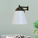 Vintage Iron Swing Arm Wall Lamp For Study Room - Black/White White
