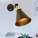 Vintage Iron Swing Arm Wall Lamp For Study Room - Black/White