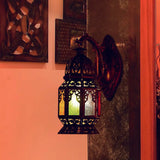 Vintage Lantern Metallic Wall Lamp: 1-Light Led Sconce Fixture In Copper
