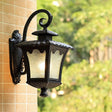 Vintage Lantern Style Wall Mounted Lamp With Seedy Glass For Yard - Black