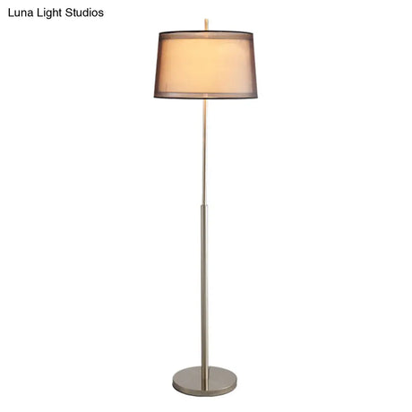 Vintage Layered Tapered Shade Single-Bulb Standing Floor Light - Fabric