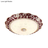 Vintage Led Flower Resin Ceiling Light With Flushmount Design - Blue/Red