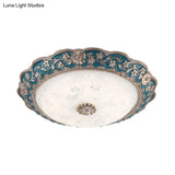 Vintage Led Flower Resin Ceiling Light With Flushmount Design - Blue/Red