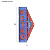 Vintage Led Night Lamp With Conical Signboard Design In Blue And Red - Wall Mount
