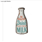 Vintage Led Wall Mounted Light: Red Coffee Cup/White Milk Bottle Signage Night Lamp With Iron Shade